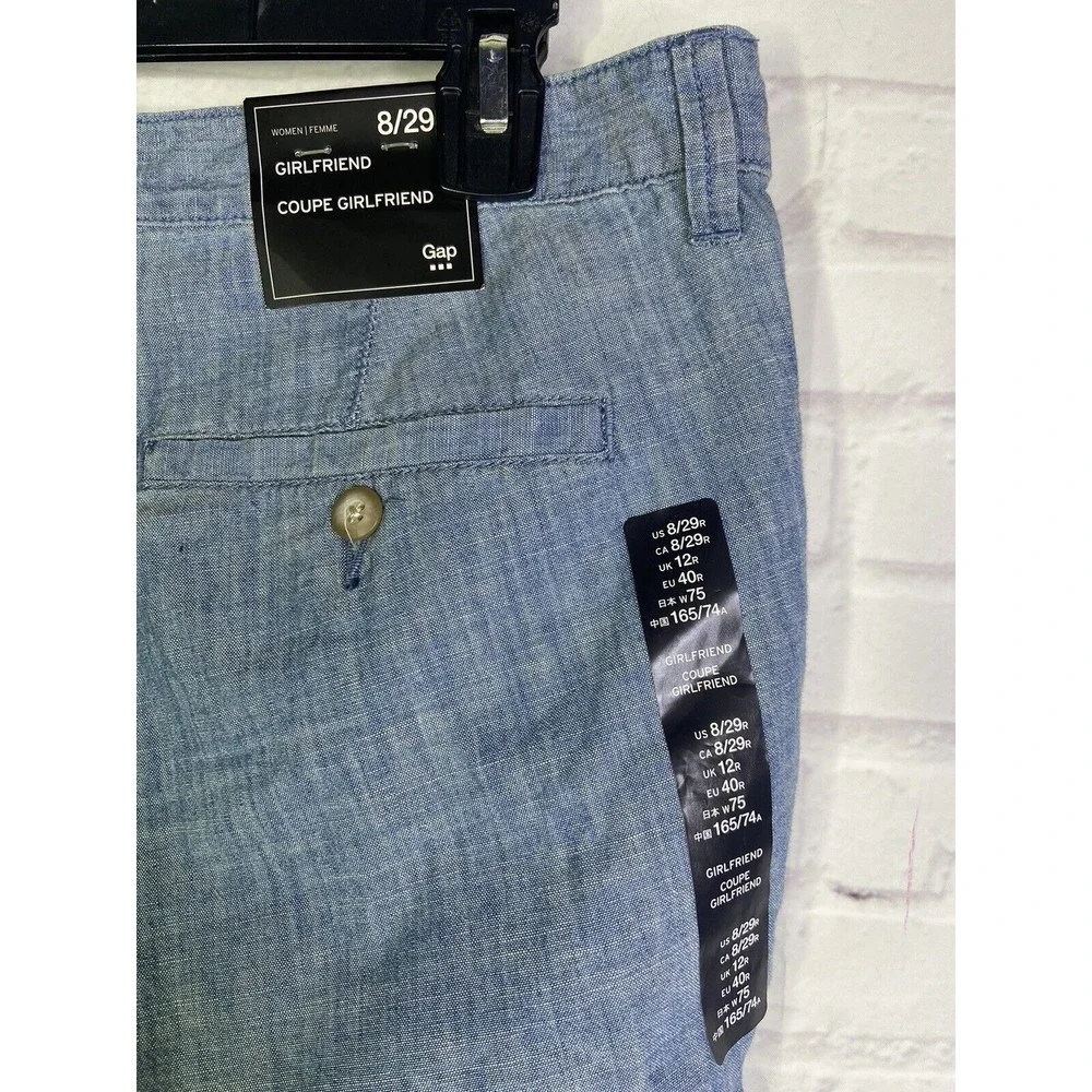 Gap Womens Pant Girlfriend Khaki Chino Slim Straight Leg Mid Rise Blue Size 8 29 - Picture 3 of 9